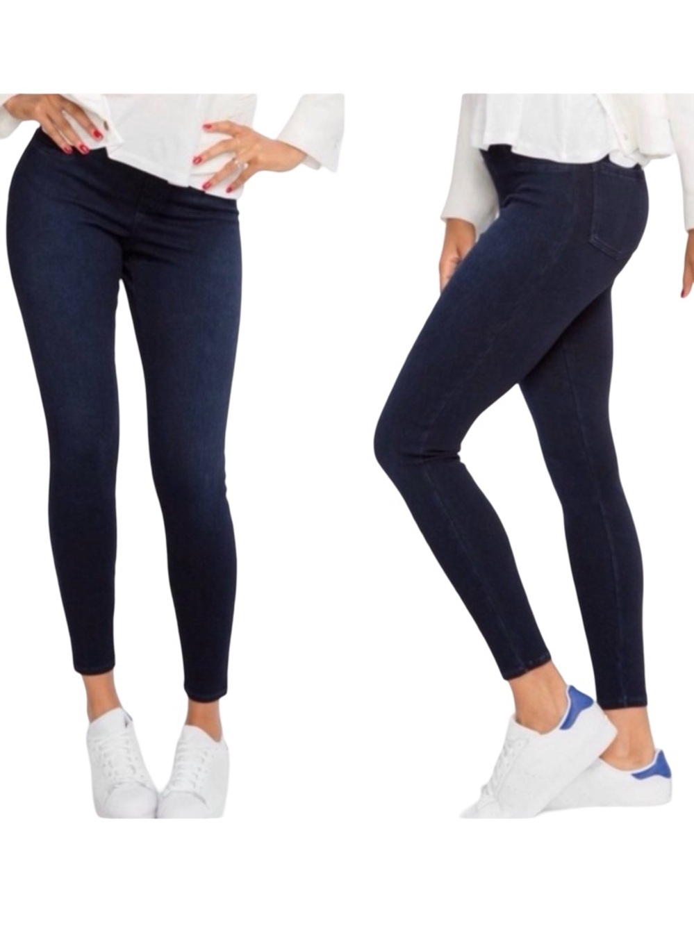 SPANX Midnight Dark Wash High Waist Jean-Ish Ankle Leggings Size Medium